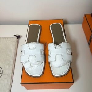 White ORAN sandals Hermes